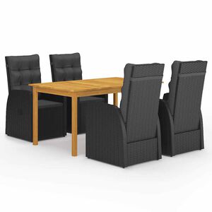 vidaXL Ensemble &agrave; manger de jardin 5 pcs Noir