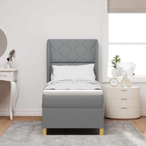 vidaXL Lit &agrave; ressorts avec matelas gris fonc&eacute; 90x190 cm Gris clair