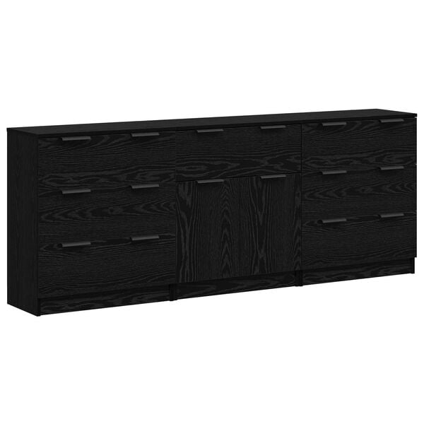 vidaXL Buffet 3 pcs Ch&ecirc;ne noir 181 x 30 x 70 cm Bois d'ing&eacute;nierie