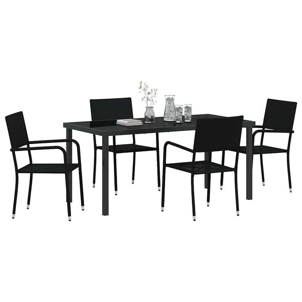 vidaXL Ensemble de salle &agrave; manger pour jardin 5 pcs Noir polyrotin