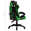 vidaXL Fauteuil de jeux vidéo avec LED RVB Vert et noir Similicuir
