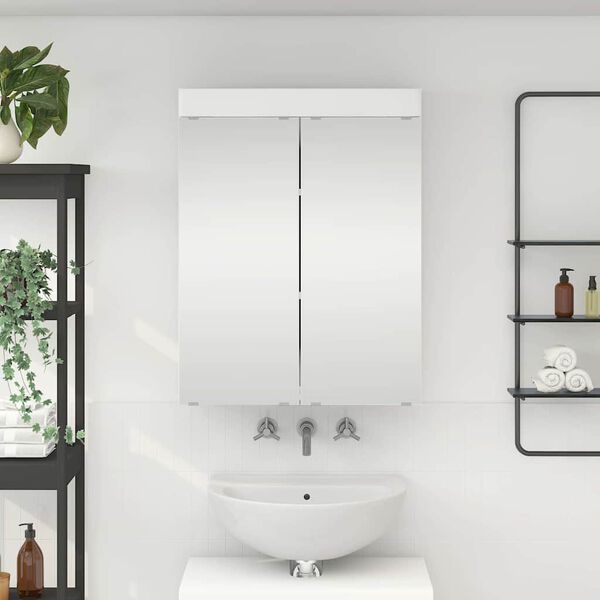 vidaXL Amoire de salle de bain avec miroir avec &eacute;tag&egrave;re TULUM Blanc