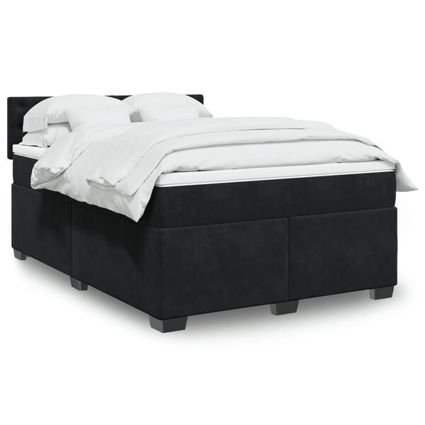 vidaXL Sommier &agrave; lattes de lit avec matelas Noir 140x190 cm Velours