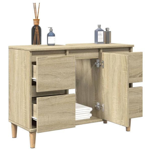 vidaXL Meuble d'&eacute;vier ch&ecirc;ne sonoma 80x33x60 cm bois d'ing&eacute;nierie