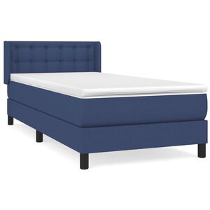 vidaXL Sommier &agrave; lattes de lit avec matelas Bleu 90x200 cm Tissu