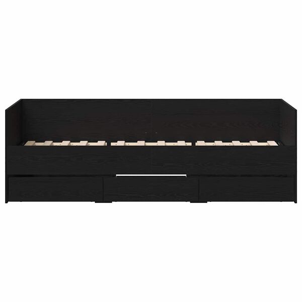 vidaXL Cadre de lit de jour avec tiroirs Ch&ecirc;ne noir 90 x 200 cm