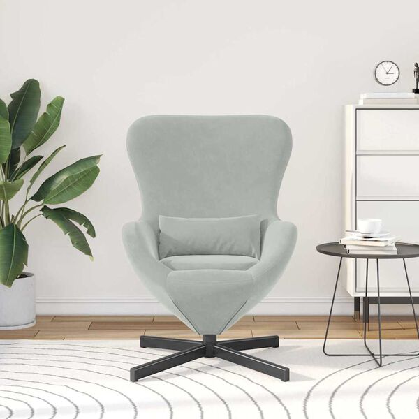 vidaXL Fauteuil &oelig;uf Gris clair 63 x 73 x 90 cm Velours