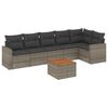 vidaXL Salon de jardin avec coussins 7 pcs gris r&eacute;sine tress&eacute;e