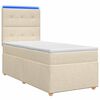 vidaXL Lit boxspring avec matelas Cr&egrave;me 90 x 190 cm Tissu