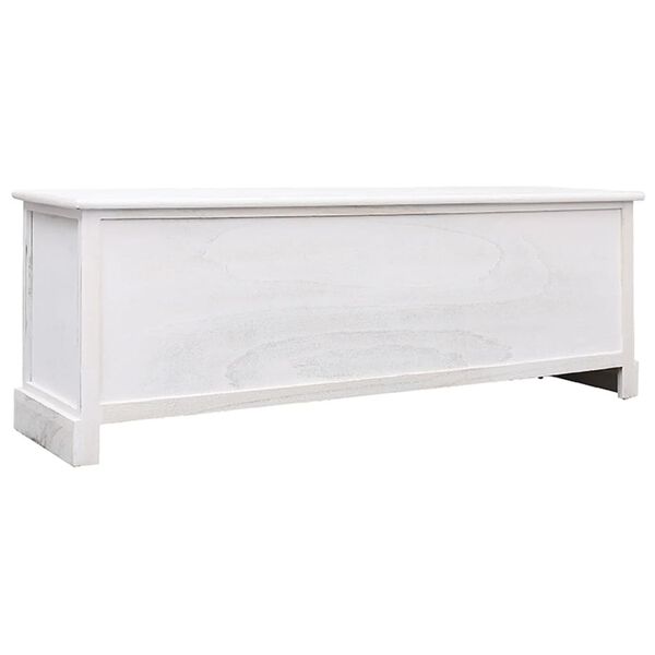 vidaXL Meuble TV Blanc antique 108x30x40 cm Bois de Paulownia solide