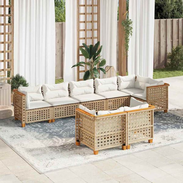 vidaXL Salon de jardin avec coussins 8 pcs beige r&eacute;sine tress&eacute;e