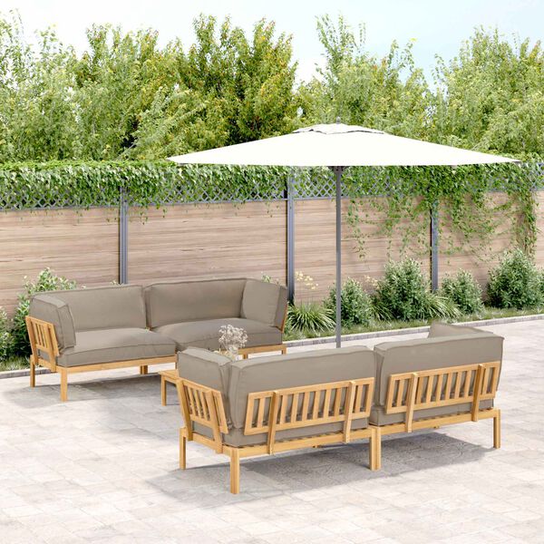 vidaXL Ensemble de Canap&eacute;s Uni 5 pcs Taupe Bois d'Acacia Massif