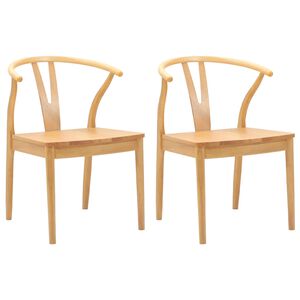 vidaXL Chaise de salle &agrave; manger 2 pc Bois de Caoutchouc Massif Naturel