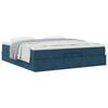 vidaXL Cadre de lit ottoman avec matelas bleu fonc&eacute; 200x200 cm velours