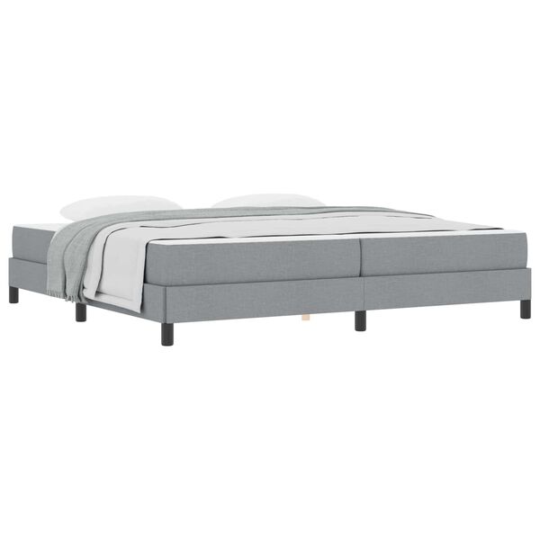 vidaXL Lit &agrave; ressorts avec matelas Gris clair 200 x 200 cm tissu