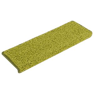 vidaXL Tapis d'escalier 15 pi&egrave;ces 65 x 21 x 4 cm Vert Bordure rectangulaire