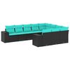 vidaXL Salon de jardin 10 pcs avec coussins noir r&eacute;sine tress&eacute;e