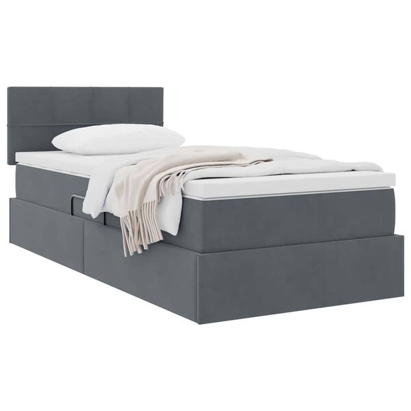 vidaXL Lit de Rangement avec matelas Gris fonc&eacute; 90 x 200 cm Velours