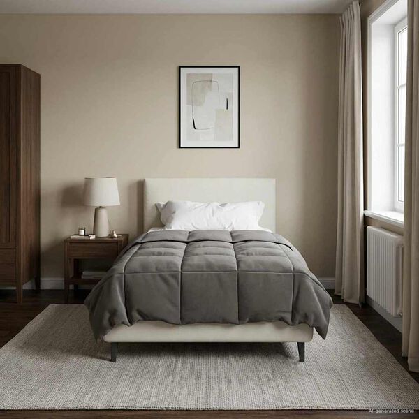 vidaXL Duvet d'&eacute;t&eacute; simple Matelass&eacute; Gris clair 135 x 220 cm Microfibre