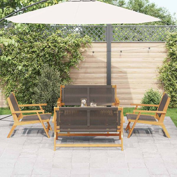 vidaXL Chaises de jardin avec table 5 pcs Gris Bois d'acacia massif