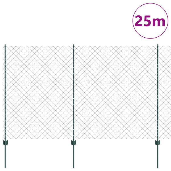 vidaXL Cl&ocirc;ture avec poteau Vert 1,6 x 25 m Acier et PVC