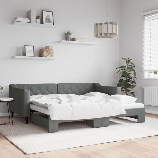 vidaXL Lit de jour avec gigogne sans matelas gris foncé 90x190 cm