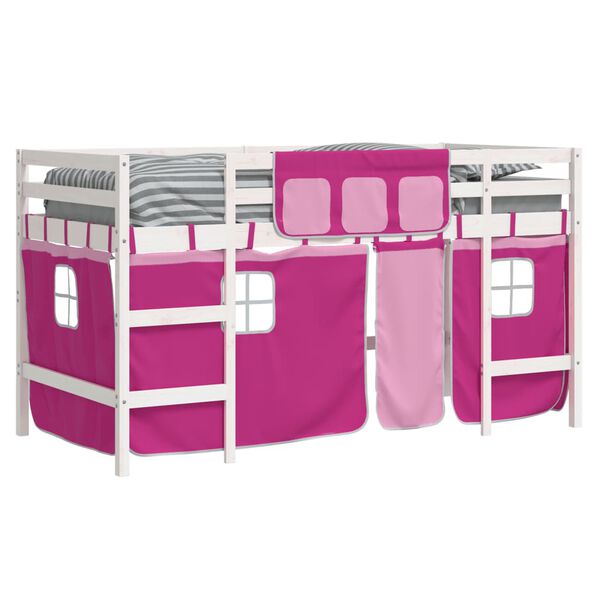 vidaXL Lit mezzanine enfants avec rideaux sans matelas rose 80x200cm