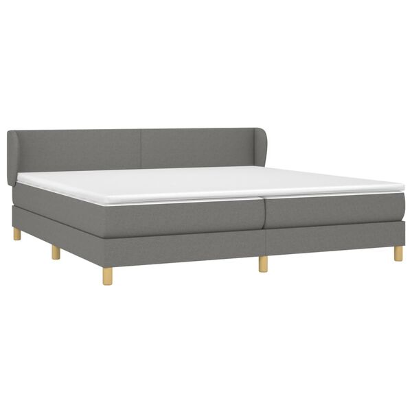 vidaXL Sommier &agrave; lattes de lit avec matelas Gris fonc&eacute; 200x200cm Tissu