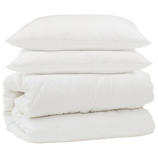 vidaXL Ensemble de Duvet 3 pcs Blanc Microfibre et Plumes D'oie