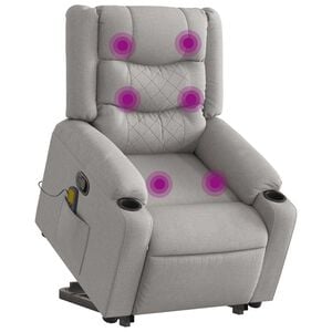 vidaXL Fauteuil de massage inclinable gris nuage tissu