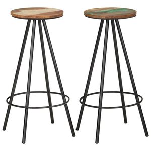 vidaXL Tabourets de bar lot de 2 bois massif de r&eacute;cup&eacute;ration