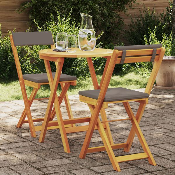 vidaXL Ensemble bistro de jardin 3 pcs Marron Bois d'acacia massif