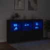vidaXL Buffet avec lumi&egrave;res LED noir 181,5x37x100 cm