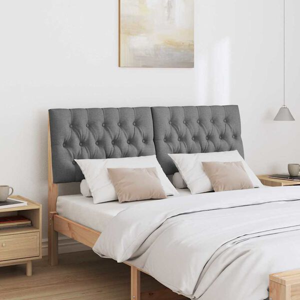 vidaXL T&ecirc;te de lit capitonn&eacute;e Gris fonc&eacute; 140 cm Pin massif