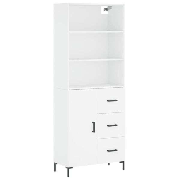 vidaXL Buffet haut Blanc 69,5x34x180 cm Bois d'ing&eacute;nierie