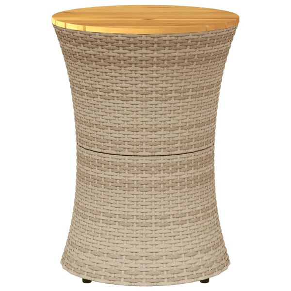 vidaXL Table d'appoint de jardin forme tambour beige rotin bois massif