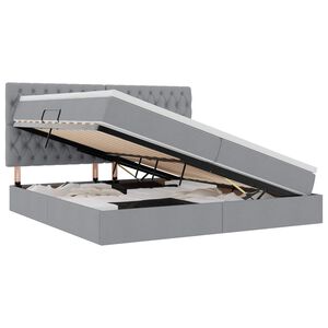 vidaXL Lit avec rangement et matelas Gris clair 200 x 200 cm Polyester