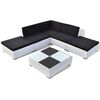 vidaXL Salon de jardin 6 pcs avec coussins R&eacute;sine tress&eacute;e Blanc