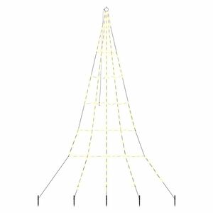 vidaXL Arbre de Noël LED avec piquets au sol Blanc chaud 300 cm Métal