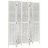 vidaXL Cloison de s&eacute;paration 5 panneaux blanc bois de paulownia massif