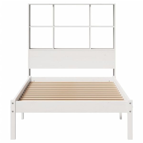 vidaXL Lit biblioth&egrave;que sans matelas blanc 90x200cm bois de pin massif