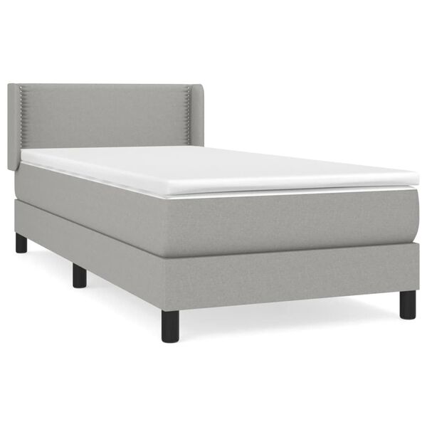 vidaXL Sommier &agrave; lattes de lit avec matelas Gris clair 80x200 cm Tissu