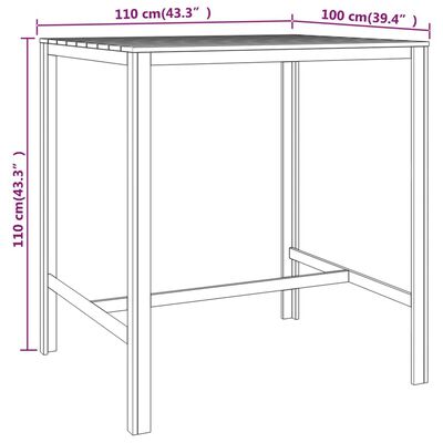 vidaXL Table de bar 110x100x110 cm Bois de pin imprégné