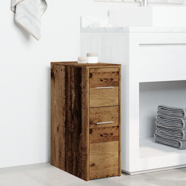 vidaXL Armoire de salle de bain étroite avec roulettes vieux bois