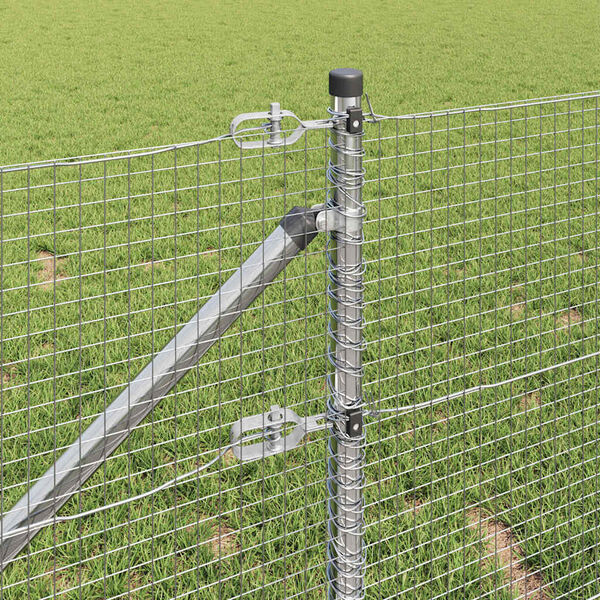 vidaXL Clôture avec poteaux Argent 0.8 x 10 m Acier