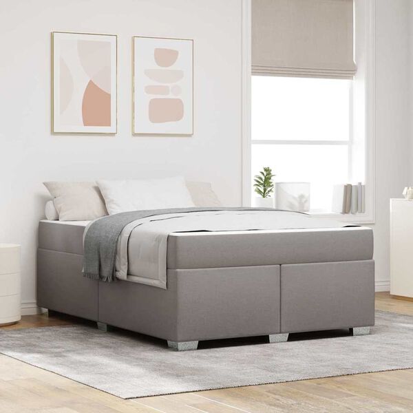 vidaXL Cadre de lit avec matelas Taupe 160 x 200 cm tissu