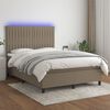 vidaXL Sommier &agrave; lattes de lit et matelas et LED Taupe 140x200cm Tissu