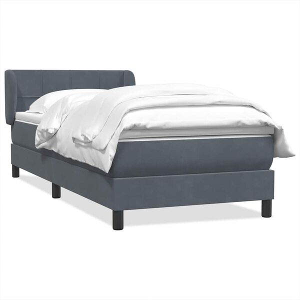 vidaXL Sommier &agrave; lattes de lit et matelas gris fonc&eacute; 90x220 cm velours