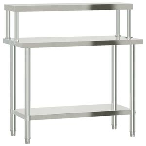 vidaXL Table de travail de cuisine avec &eacute;tag&egrave;re 110x55x120 cm inox