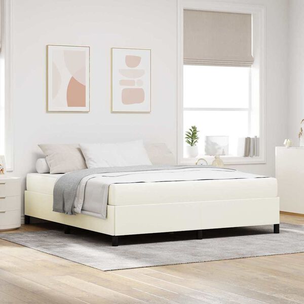 vidaXL Cadre de lit avec matelas Cr&egrave;me 180 x 200 cm tissu